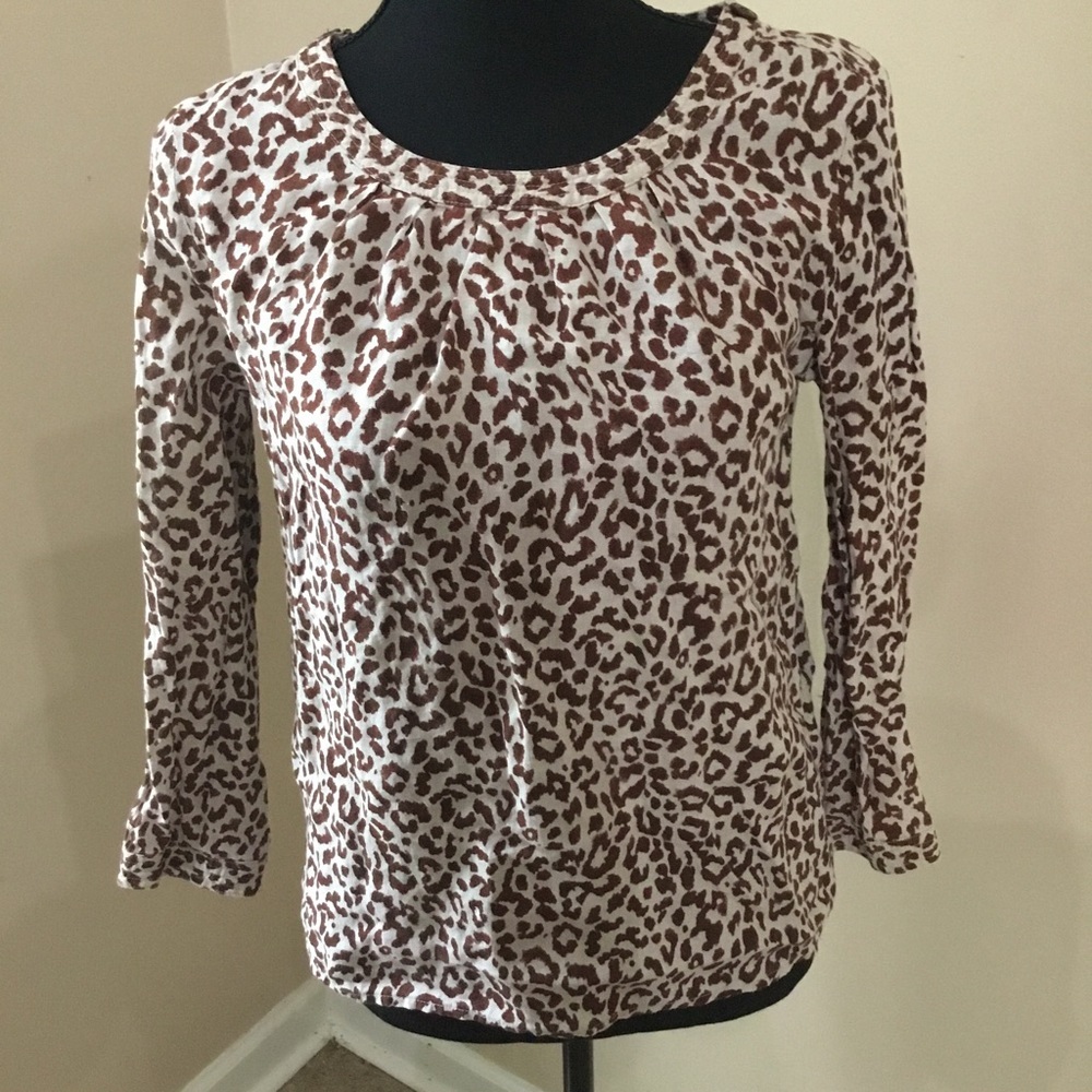 J. Crew Tessa Women’s 100% Linen Animal Print Long Sleeve Blouse Size 0
